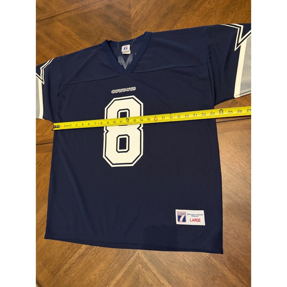 Vintage Dallas Cowboys Troy Aikman Logo 7 Jersey Navy Blue Mens Large NFL #8 - Picture 5 of 5